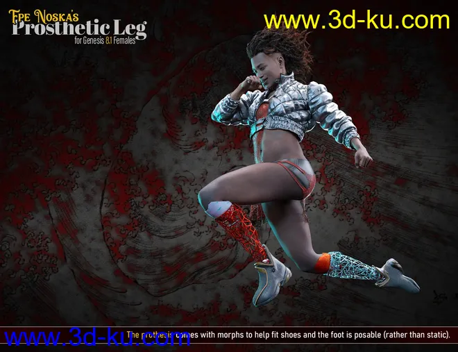 Sci-fi Leg Prosthetic for Genesis 8.1 Females模型的图片9