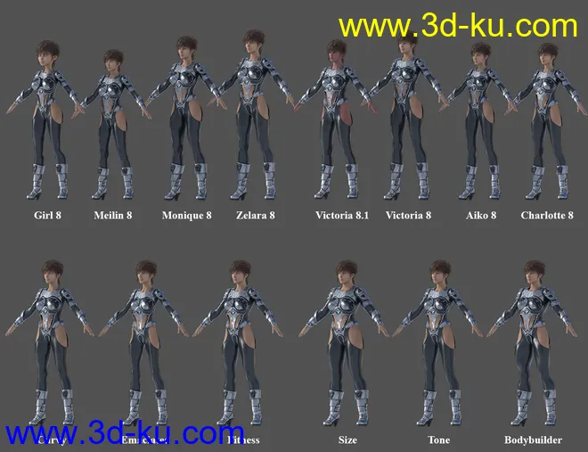 Sci-fi Suit for Genesis 8 Females模型的图片12