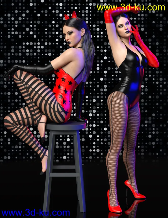 Secret Party Outfit Set for Genesis 8 and Genesis 8.1 Females模型的图片1