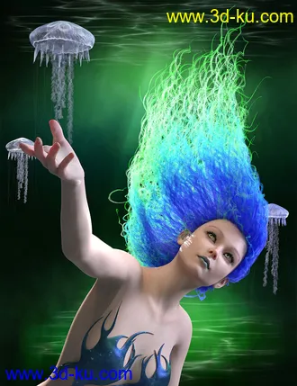 3D打印模型Selkie Hair for Genesis 8 with dForce的图片