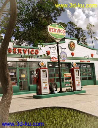 3D打印模型Servico Vintage Gas Station的图片