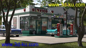 3D打印模型Servico Vintage Gas Station的图片