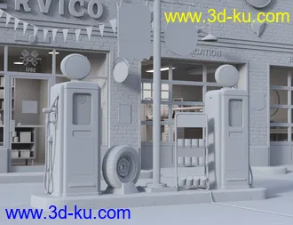 3D打印模型Servico Vintage Gas Station的图片
