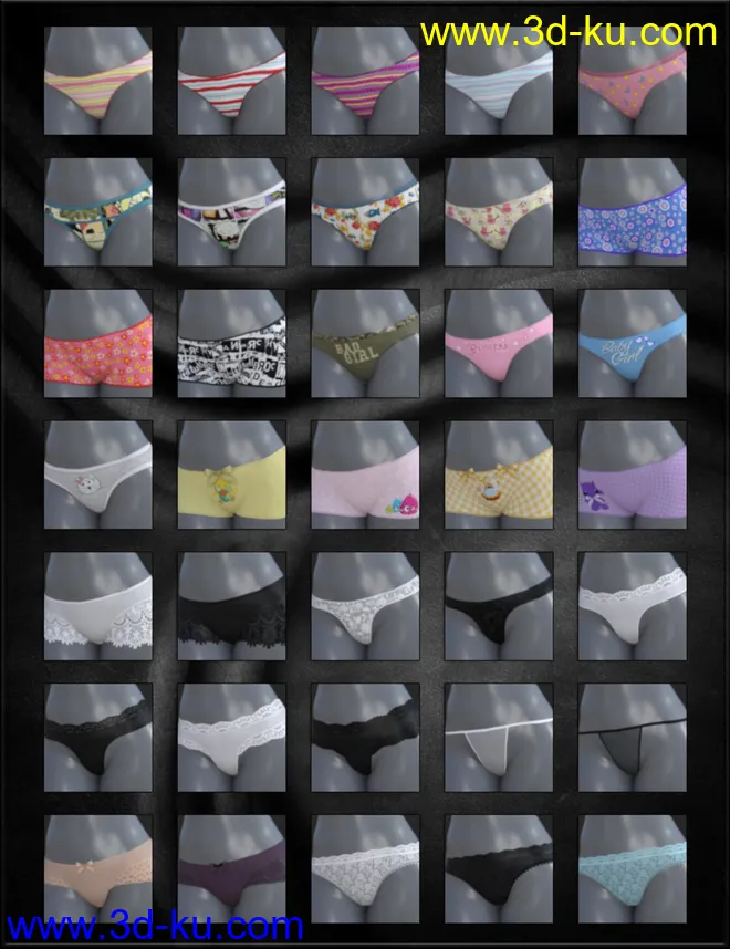Sexy Skinz - Panties Collection for Genesis 8.1 Females模型的图片10