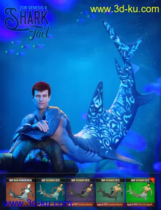 3D打印模型Shark Tail for Genesis 8 Males的图片