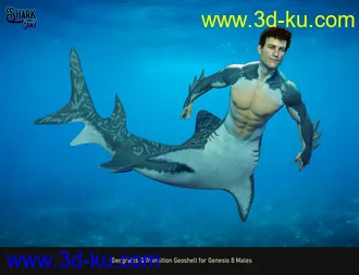 Shark Tail for Genesis 8 Males模型的图片3