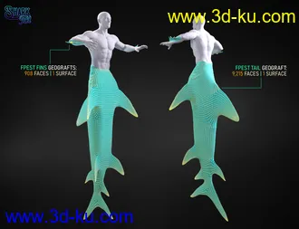 Shark Tail for Genesis 8 Males模型的图片4