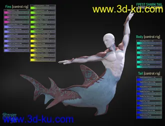 3D打印模型Shark Tail for Genesis 8 Males的图片