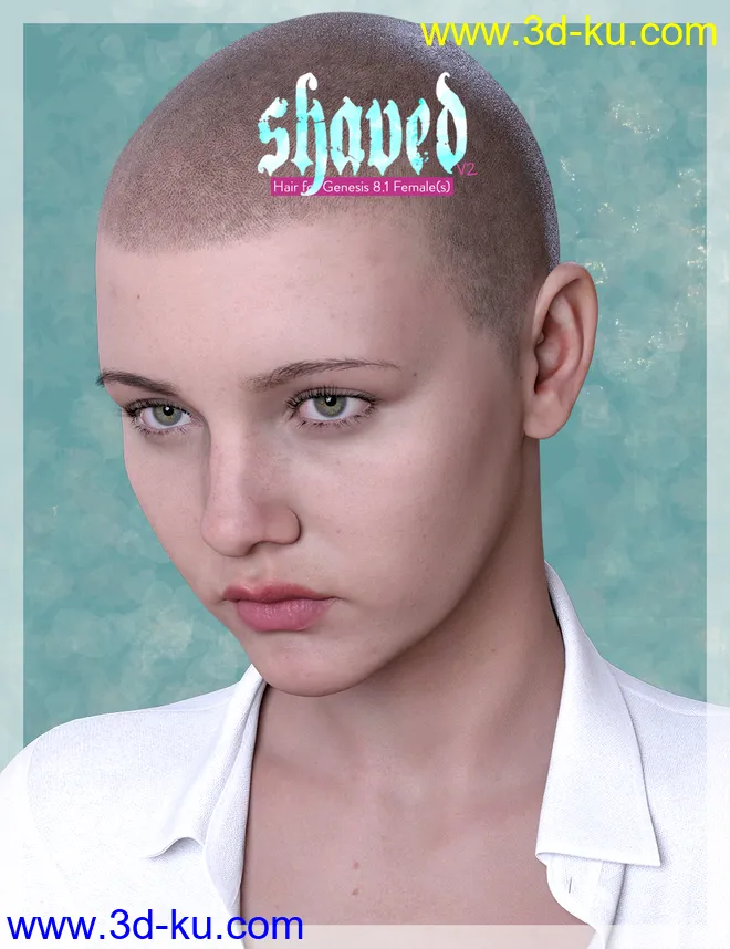 Shaved Hair V2 for Genesis 8.1 Females模型的图片1