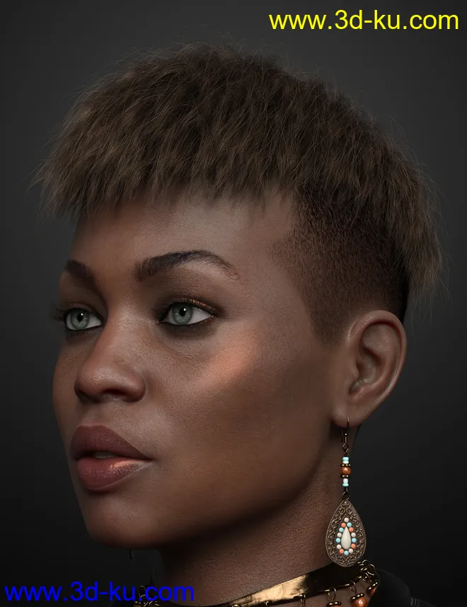 Short Undercut Hair for Genesis 3, 8, and 8.1 Males and Females模型的图片1