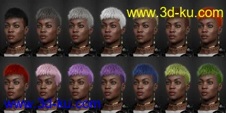 3D打印模型Short Undercut Hair for Genesis 3, 8, and 8.1 Males and Females的图片
