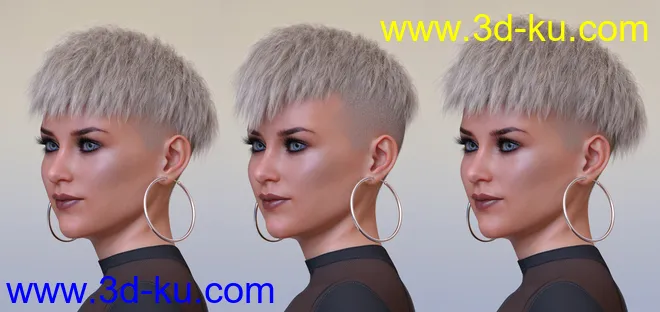 Short Undercut Hair for Genesis 3, 8, and 8.1 Males and Females模型的图片7