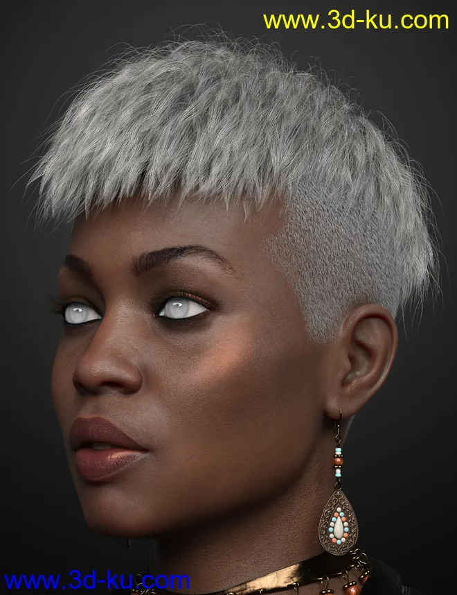 Short Undercut Hair for Genesis 3, 8, and 8.1 Males and Females模型的图片9