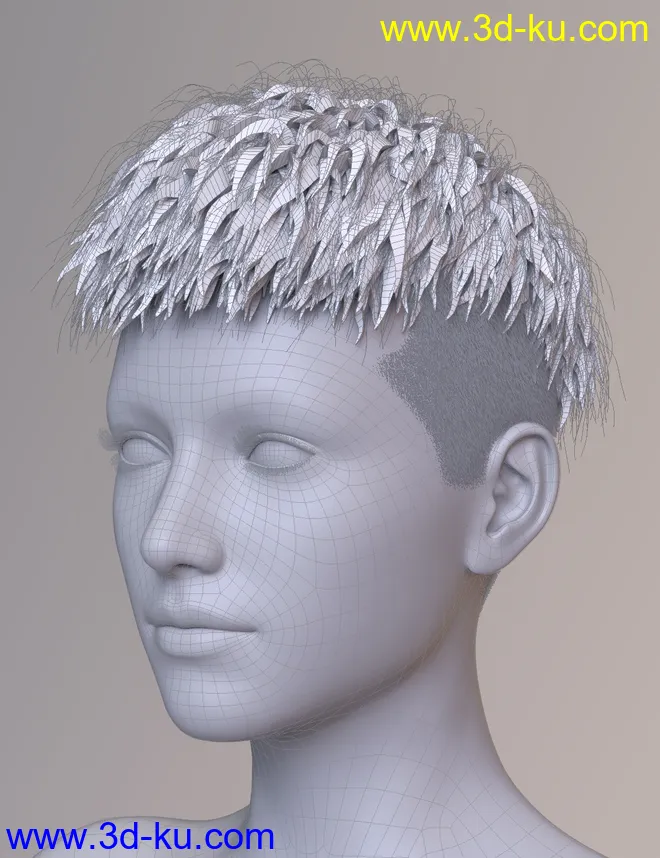 Short Undercut Hair for Genesis 3, 8, and 8.1 Males and Females模型的图片10