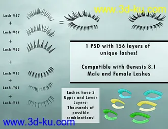 3D打印模型Simple Lashes Merchant Resource for Genesis 8.1的图片