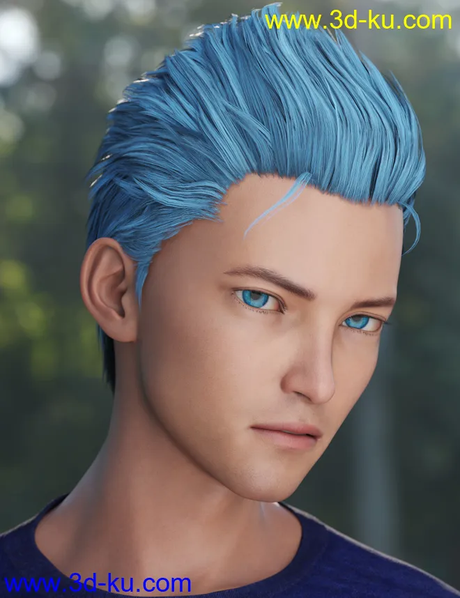 Slicked-Back Hair for Genesis 8 Males模型的图片3