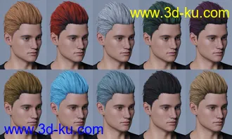 3D打印模型Slicked-Back Hair for Genesis 8 Males的图片