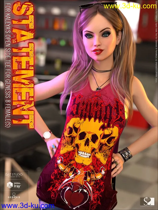 Statement for dForce Open Side Tee for Genesis 8 Female(s)模型的图片1
