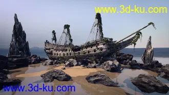 3D打印模型Stranded Pirate Ship的图片