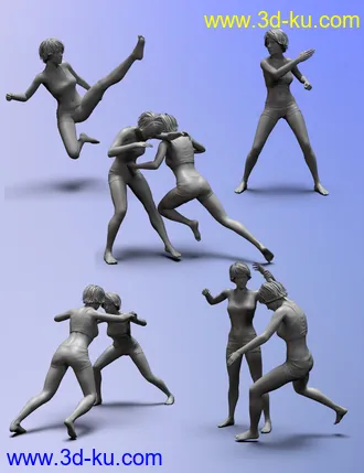 3D打印模型Stylized Fighting Poses for Genesis 8 and Genesis 8.1 Female的图片