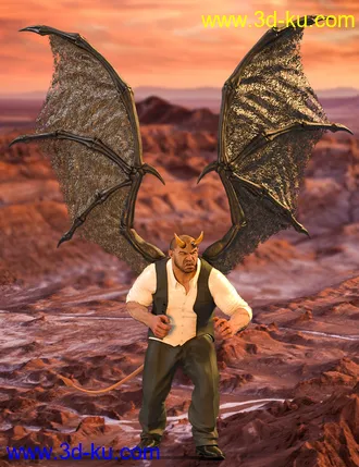 3D打印模型Succubus Wings for Genesis 8 Males的图片