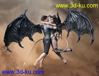 3D打印模型Succubus Wings for Genesis 8 Males的图片