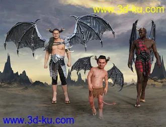 3D打印模型Succubus Wings for Genesis 8 Males的图片