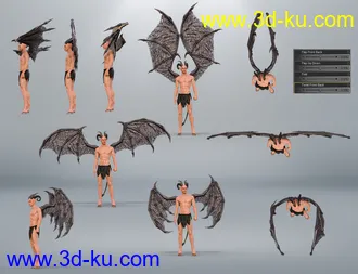 3D打印模型Succubus Wings for Genesis 8 Males的图片