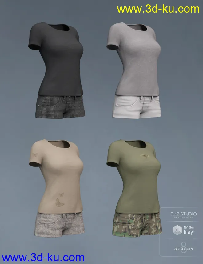 Sunny Shorts Outfit for Genesis 8 Female(s)模型的图片8