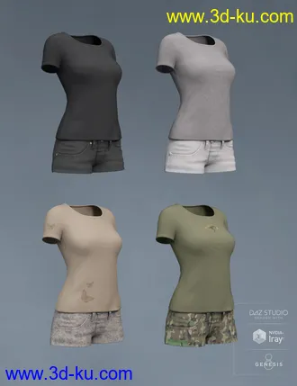 3D打印模型Sunny Shorts Outfit for Genesis 8 Female(s)的图片