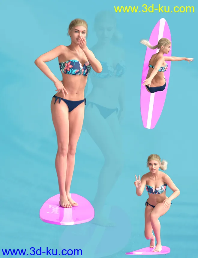 Surfer Poses for Genesis 8 Female模型的图片5