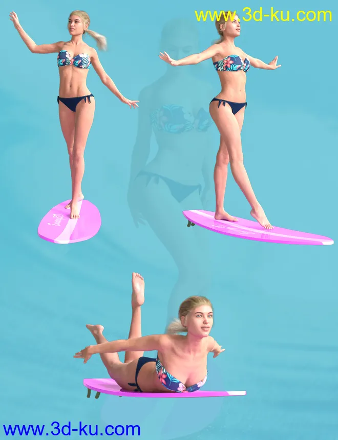 Surfer Poses for Genesis 8 Female模型的图片7
