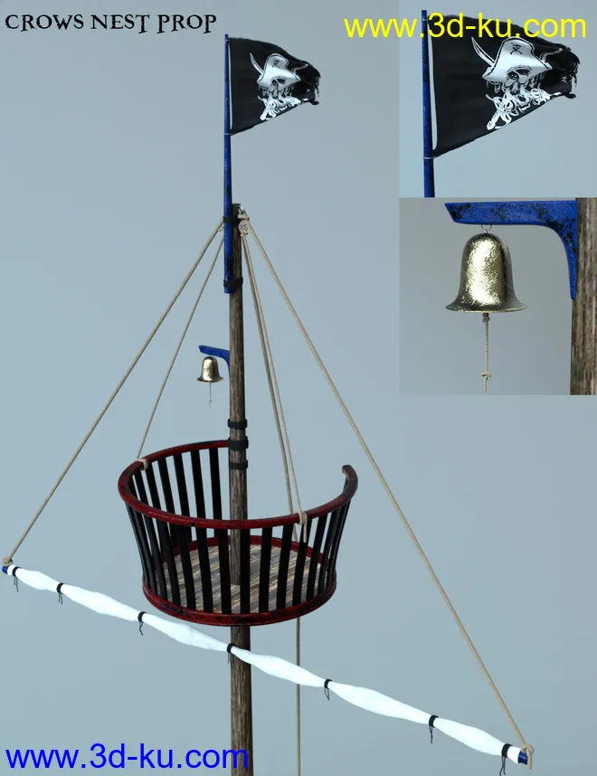 Swashbuckler Poses Props and Crows Nest for Genesis 8模型的图片2