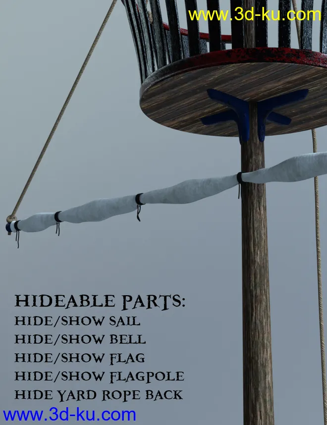 Swashbuckler Poses Props and Crows Nest for Genesis 8模型的图片4