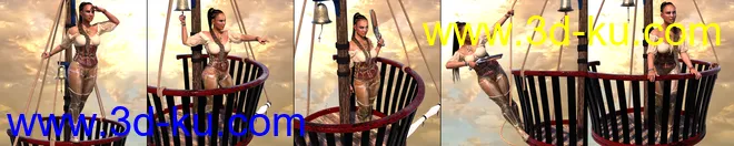 Swashbuckler Poses Props and Crows Nest for Genesis 8模型的图片8