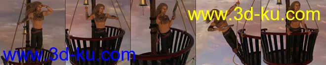 Swashbuckler Poses Props and Crows Nest for Genesis 8模型的图片10