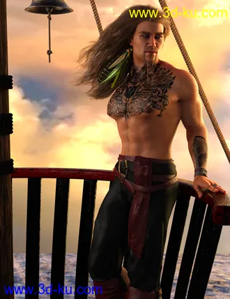 3D打印模型Swashbuckler Poses Props and Crows Nest for Genesis 8的图片