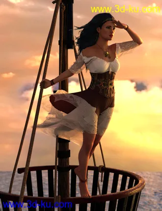 3D打印模型Swashbuckler Poses Props and Crows Nest for Genesis 8的图片