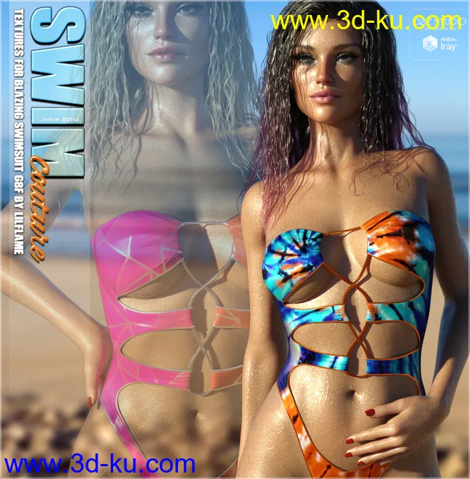 SWIM Couture Textures for Blazing Swimsuit G8F模型的图片1