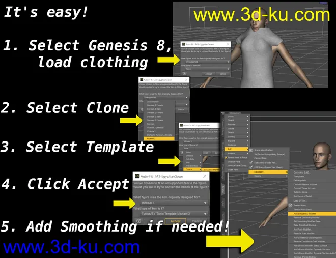 SY Aiko 3 and Hiro 3 Clones for Genesis 8模型的图片5