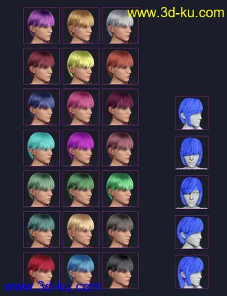 3D打印模型TG Hair for Genesis 8 Females的图片