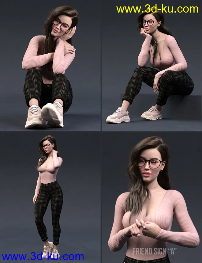 The Good Student Poses Sign Language and Expressions for Genesis 8 Female模型的图片9