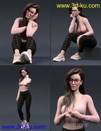 3D打印模型The Good Student Poses Sign Language and Expressions for Genesis 8 Female的图片