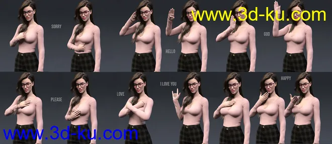The Good Student Poses Sign Language and Expressions for Genesis 8 Female模型的图片10