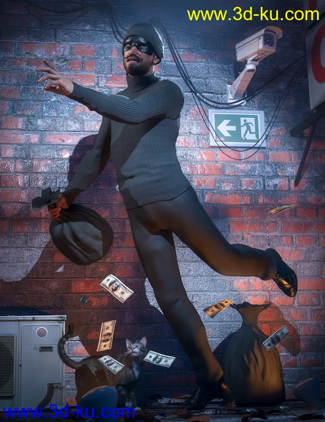 The Heist Outfit for Genesis 8.1 Male模型的图片3