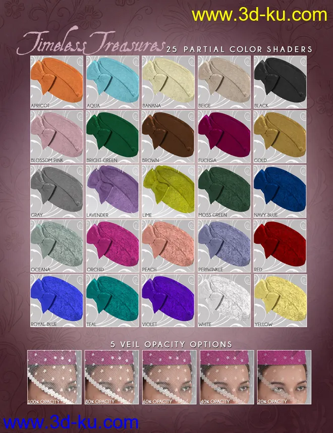 Timeless Treasures Headwear for Genesis 8 Females模型的图片10