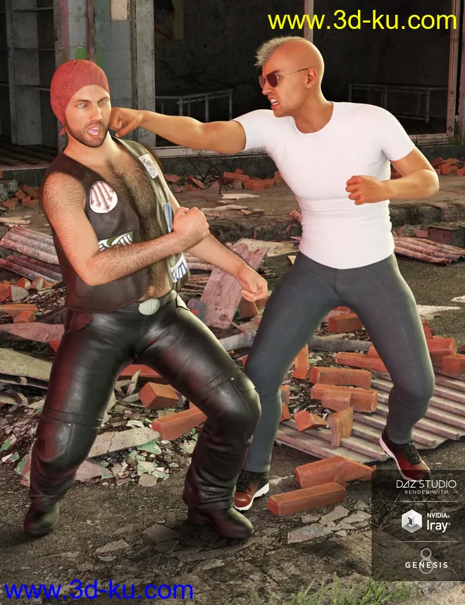 Tough Fighters Poses for Genesis 3 and 8 Male(s)模型的图片1