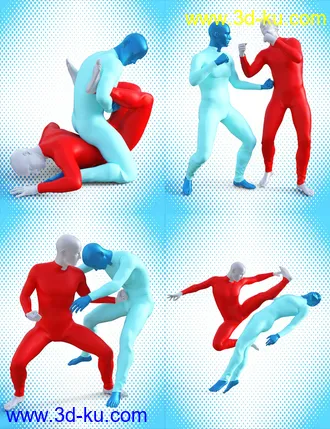 3D打印模型Tough Fighters Poses for Genesis 3 and 8 Male(s)的图片