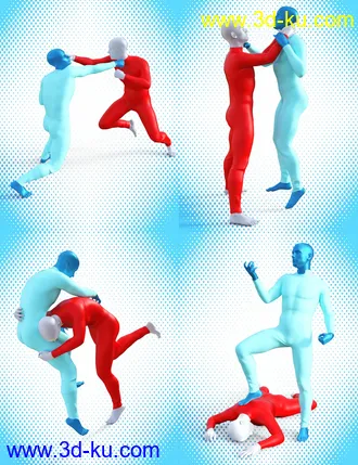 3D打印模型Tough Fighters Poses for Genesis 3 and 8 Male(s)的图片