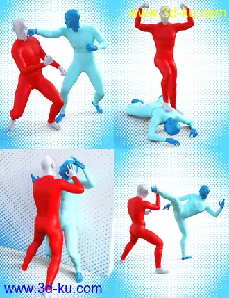3D打印模型Tough Fighters Poses for Genesis 3 and 8 Male(s)的图片
